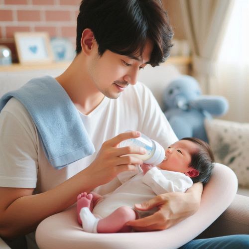 갓난 아기를 돌보는 아빠