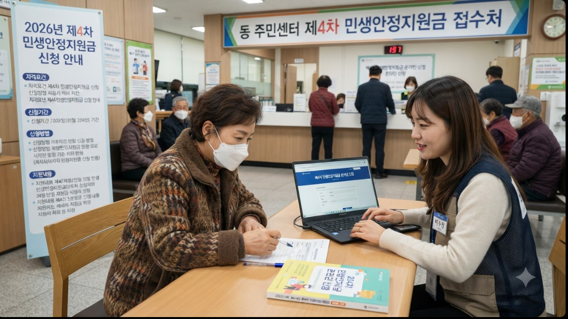 2026년 4차 민생지원금 안내 및 주민센터 신청 현장 이미지