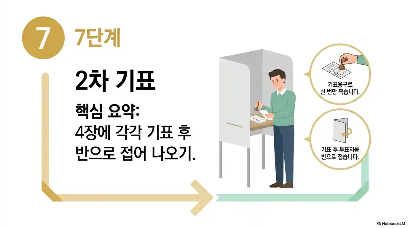 지방선거 투표 절차 7단계 4장 2차 기표 후 반으로 접어서 나오기