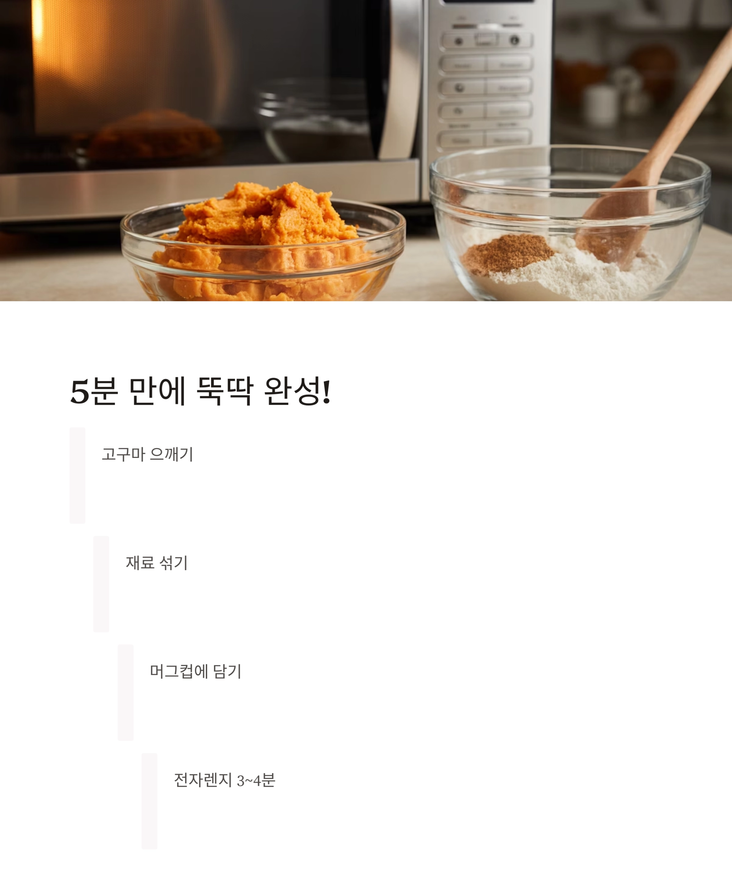 전자렌지로 5분 완성! 간편하게 만드는 저염 고구마빵 레시피