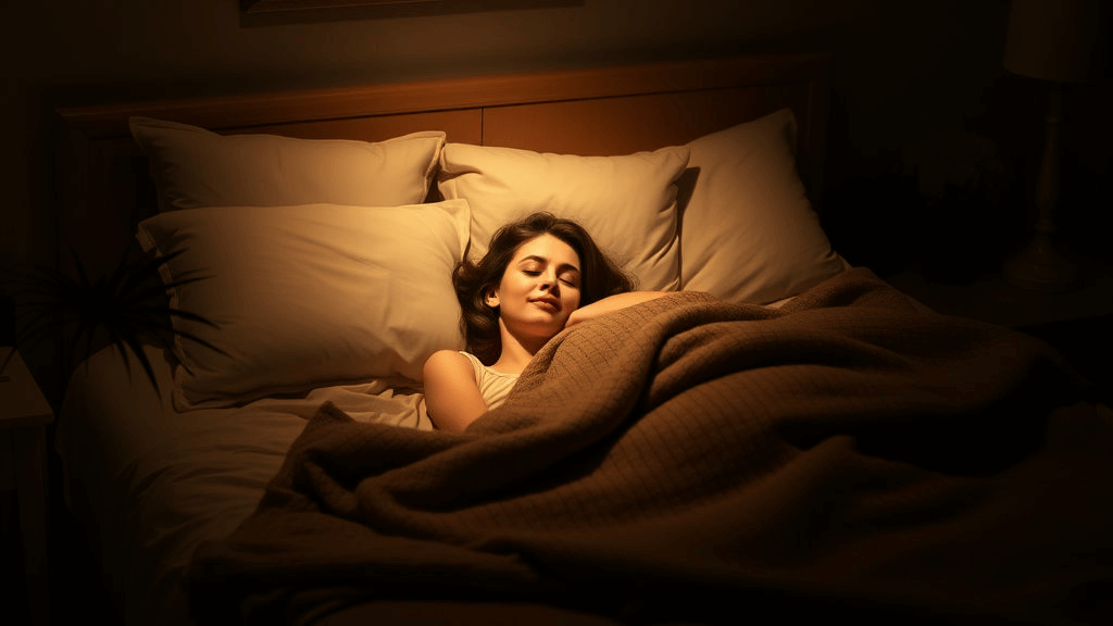 포근한 침실에서 편안하게 꿀잠자는 모습