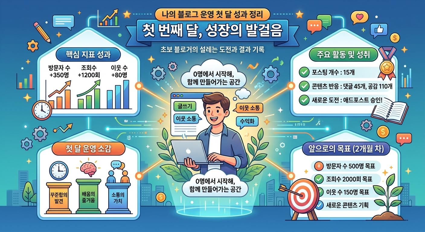 이미지 설명: 블로그 운영 첫 달의 성과 정리
