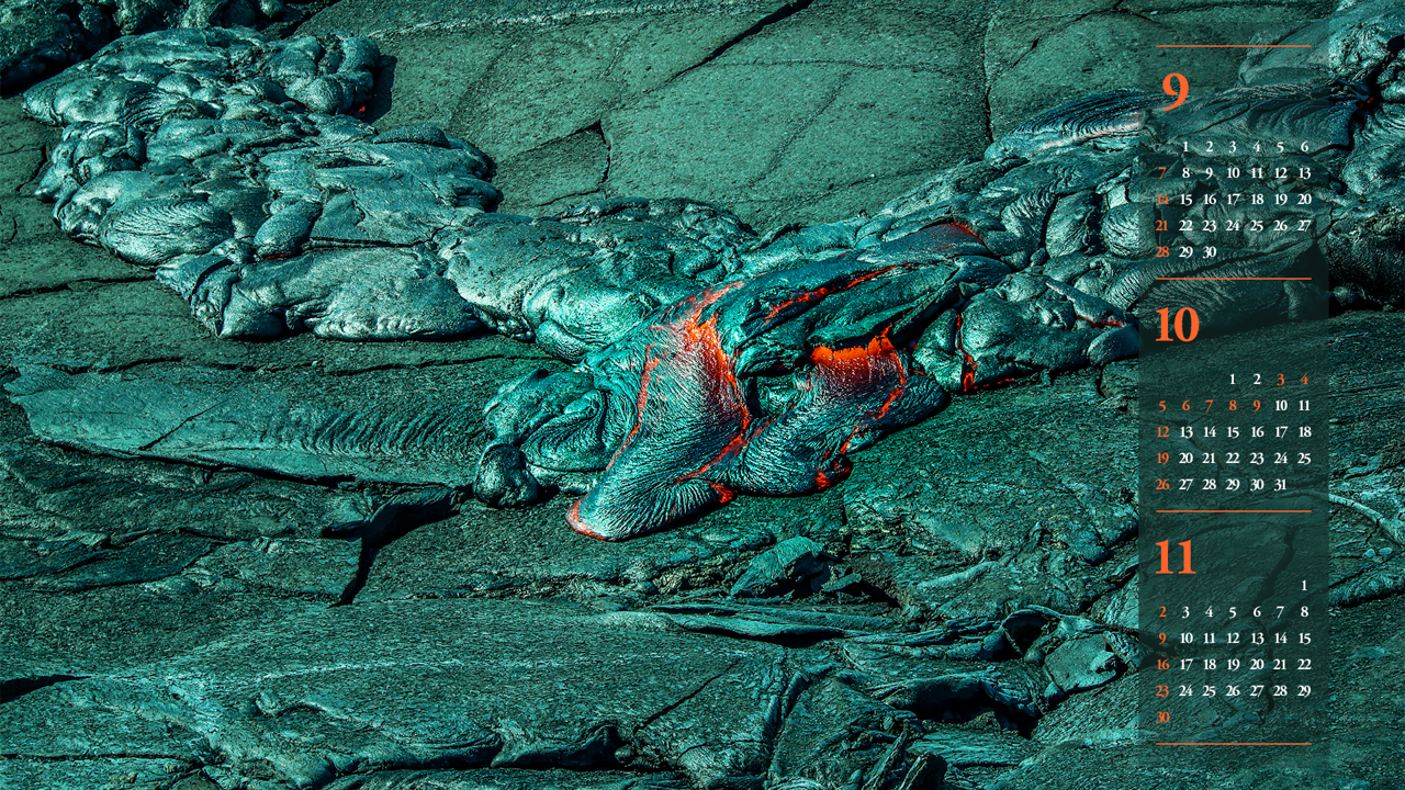 11 짙은 녹색 용암 B - 2025년10월 노트북배경화면