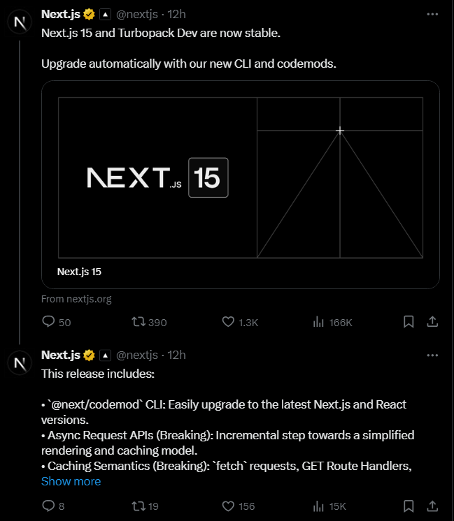 NEXTJS 공식 트위터