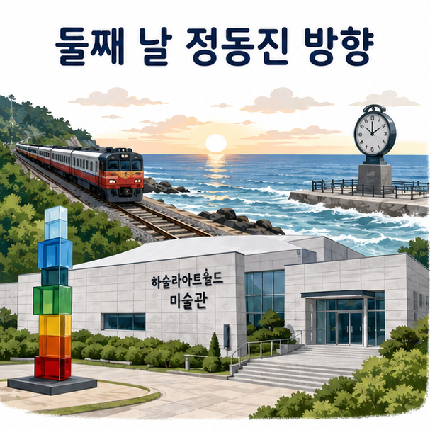 정동진 바다와 해안 풍경, 미술관을 둘러보는 둘째 날 여행 코스