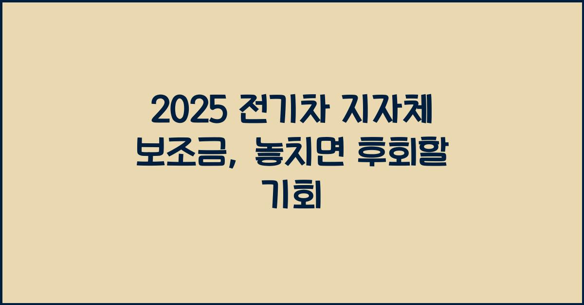 2025 전기차 지자체 보조금
