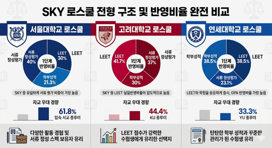 SKY 로스쿨 전형 구조 및 반영 비율 완전 비교
