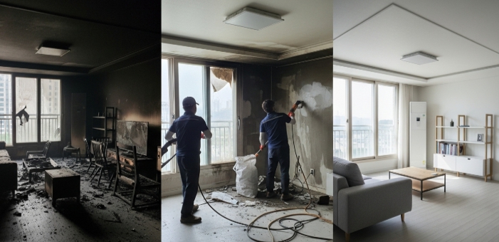 화재 후 원상 복구 전후