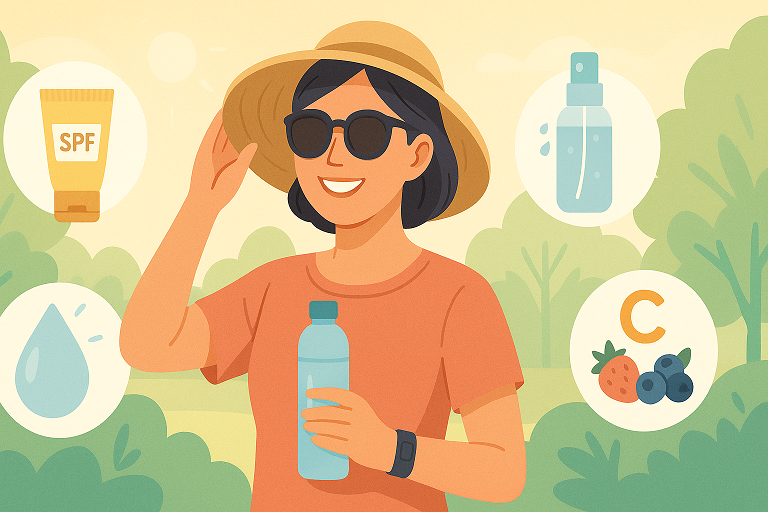 여름철 노화방지 전략 (자외선, 수분, 항산화) 이미지