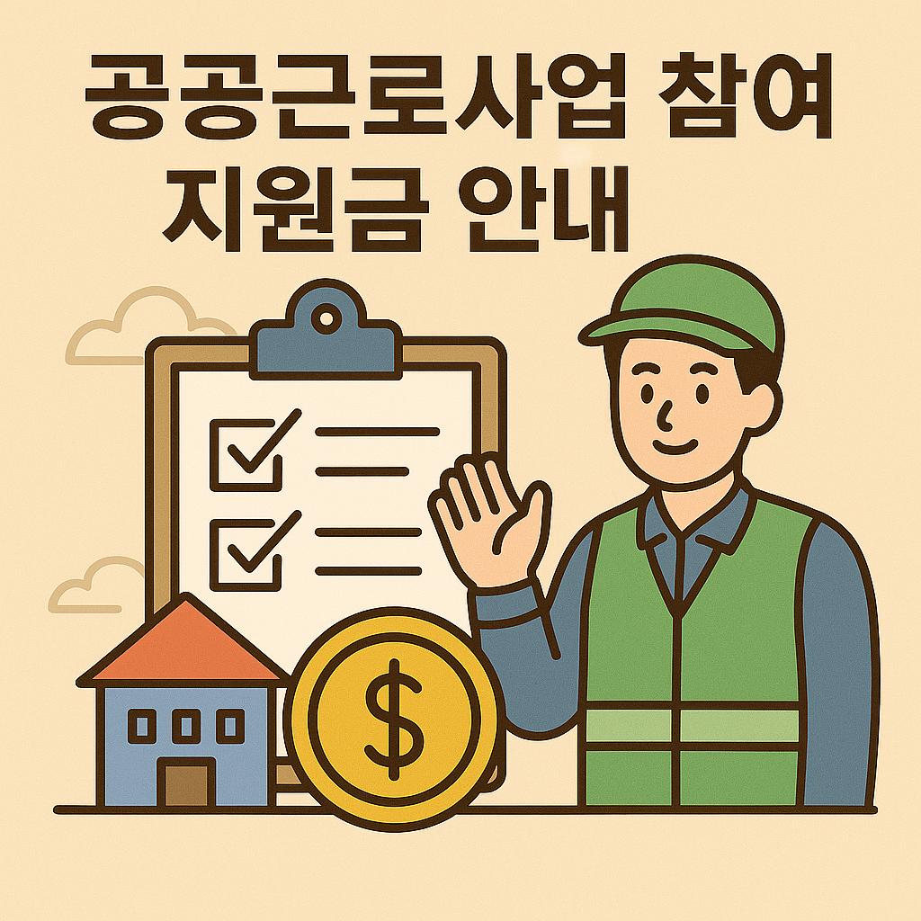 공공근로사업 참여자 지원금 안내 포스터 이미지.