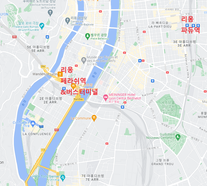 리옹 파듀역, 페라쉬 역 위치