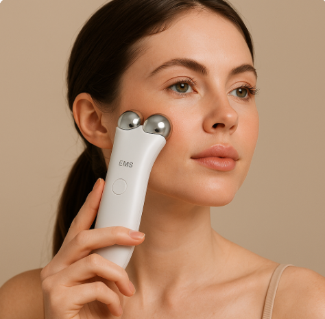 EMS 리프팅 기기를 사용하고 있는 모습