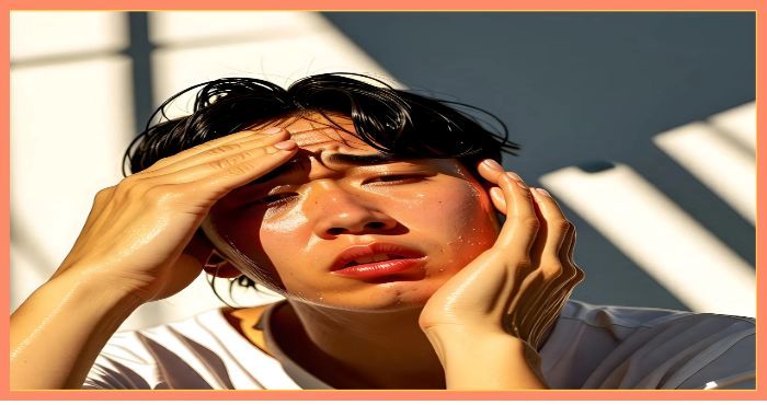 열로 힘들어 고통스러워 하는 청녕 사진