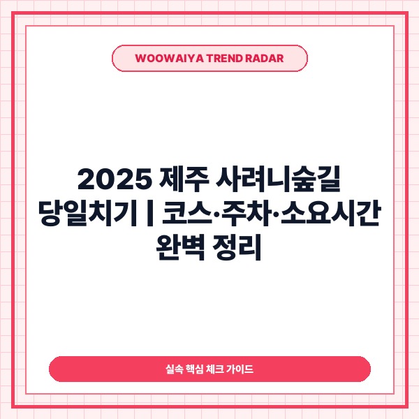2025 제주 사려니숲길 당일치기 추천 코스와 주차·화장실 실전 팁 -
