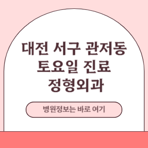 대전 서구 관저동 토요일 정형외과 진료 병원