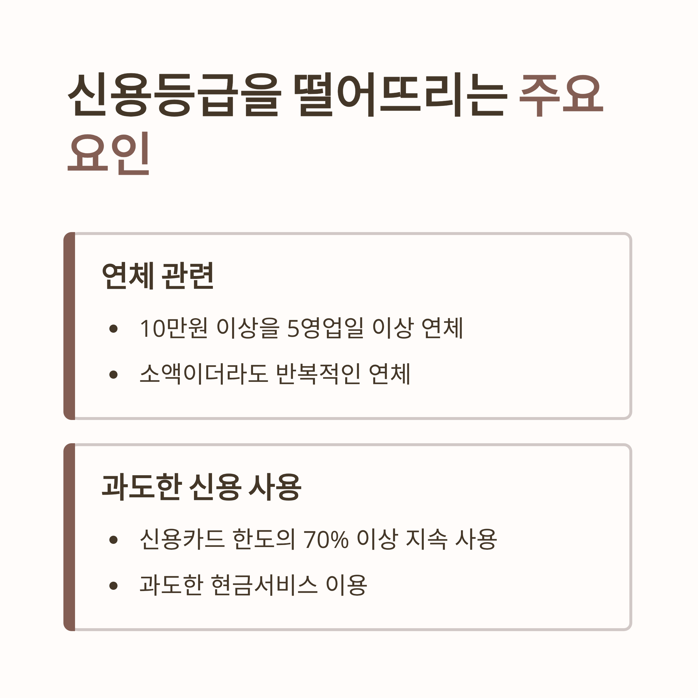 신용등급 떨어지는 주요 요인