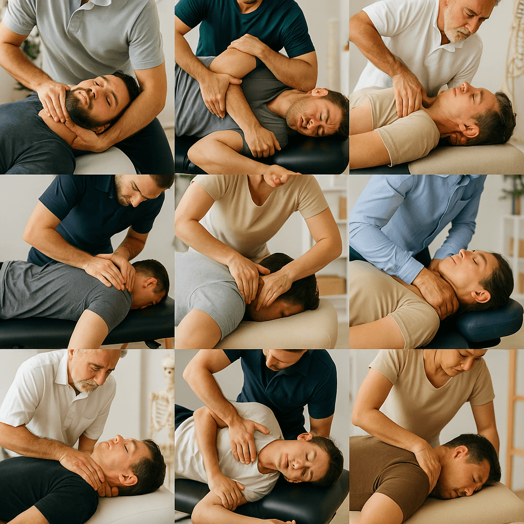 추나요법, 카이로프락틱, 지압안마 받는 모습들