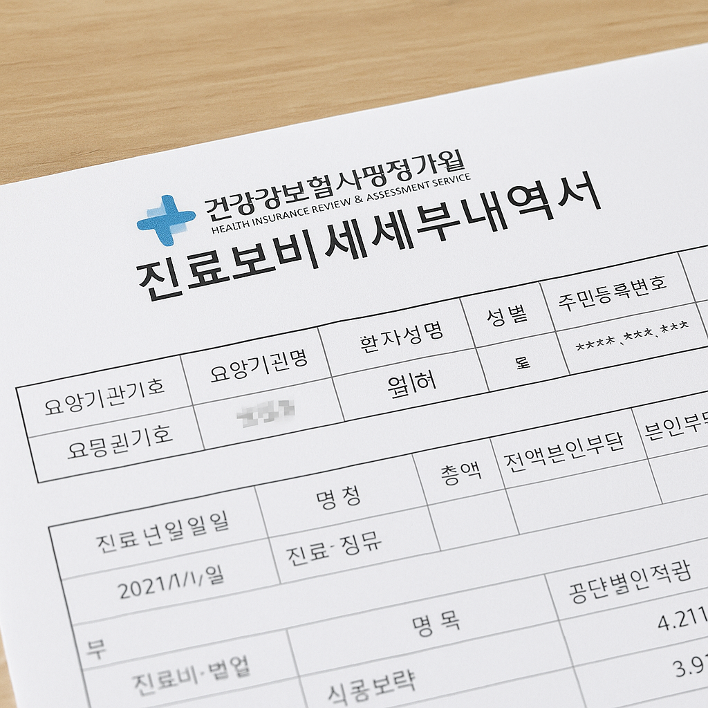건강보험심사평가원 진료비 세부내역서 출력 방법