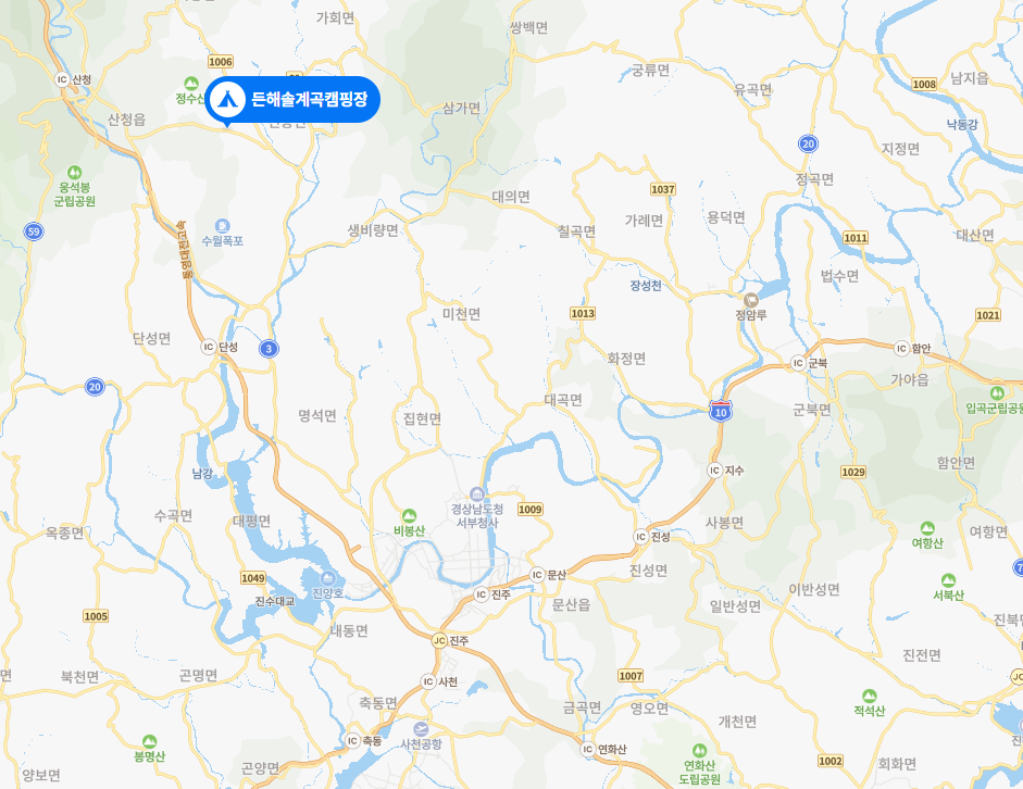 산청 든해솔계곡 캠핑장 지도