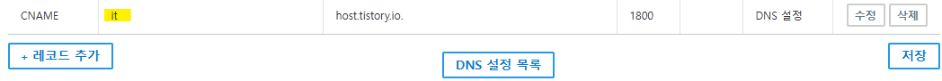 레코드 설정 예시