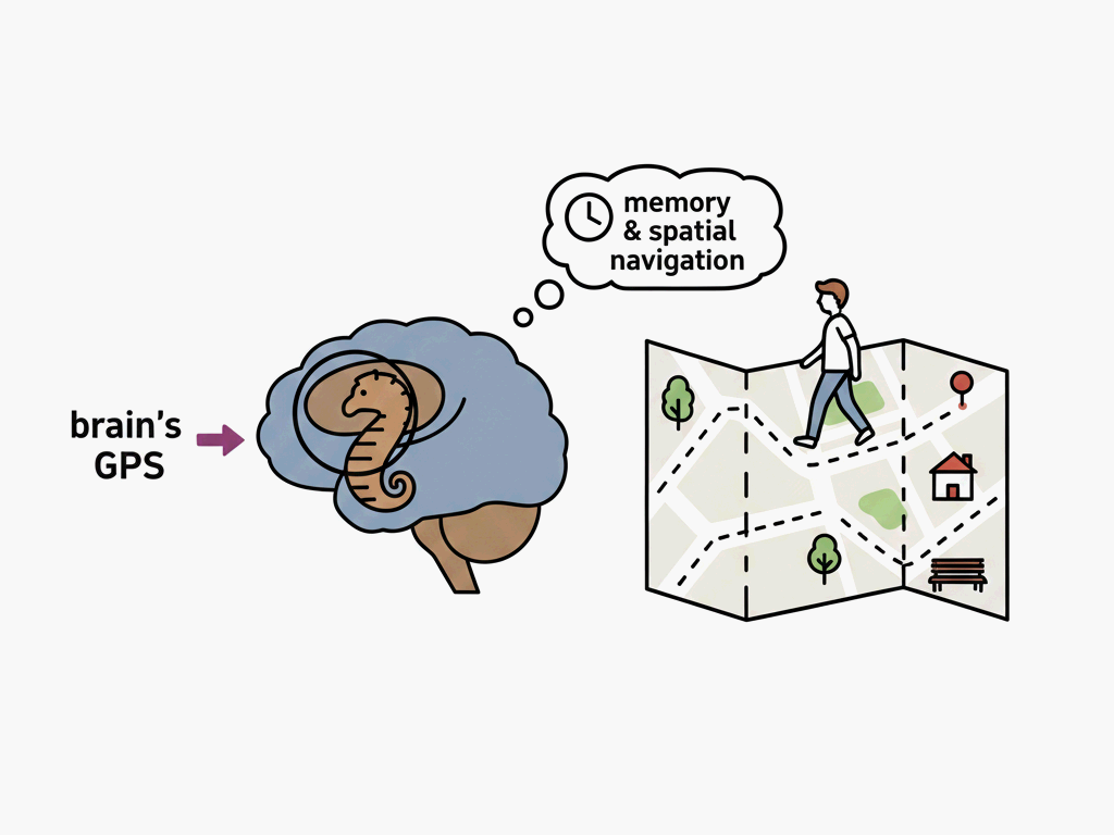기억력 향상 팁 - 해마의 역할과 기억력과의 관계 설명 일러스트레이션