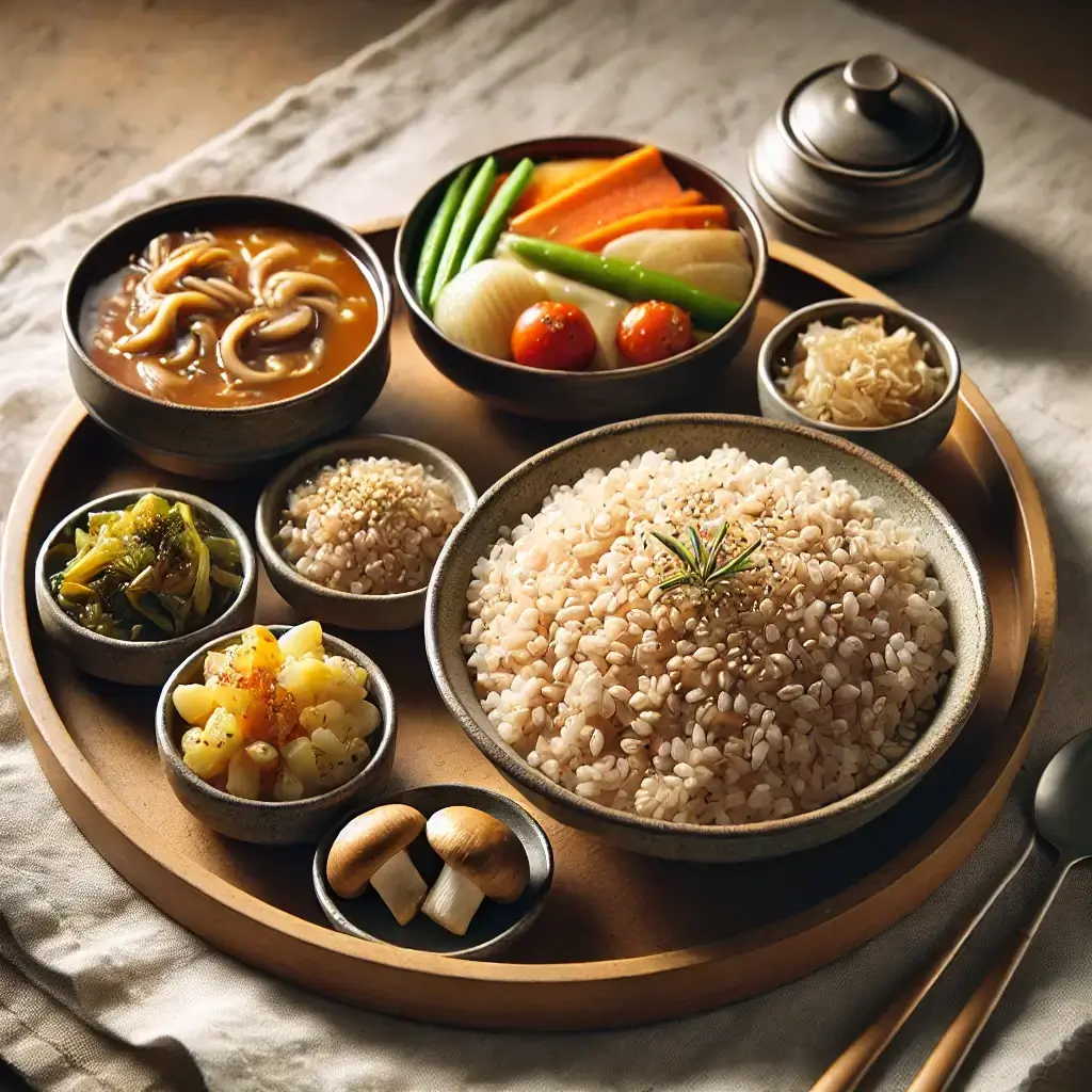 보리밥 버섯된장찌개