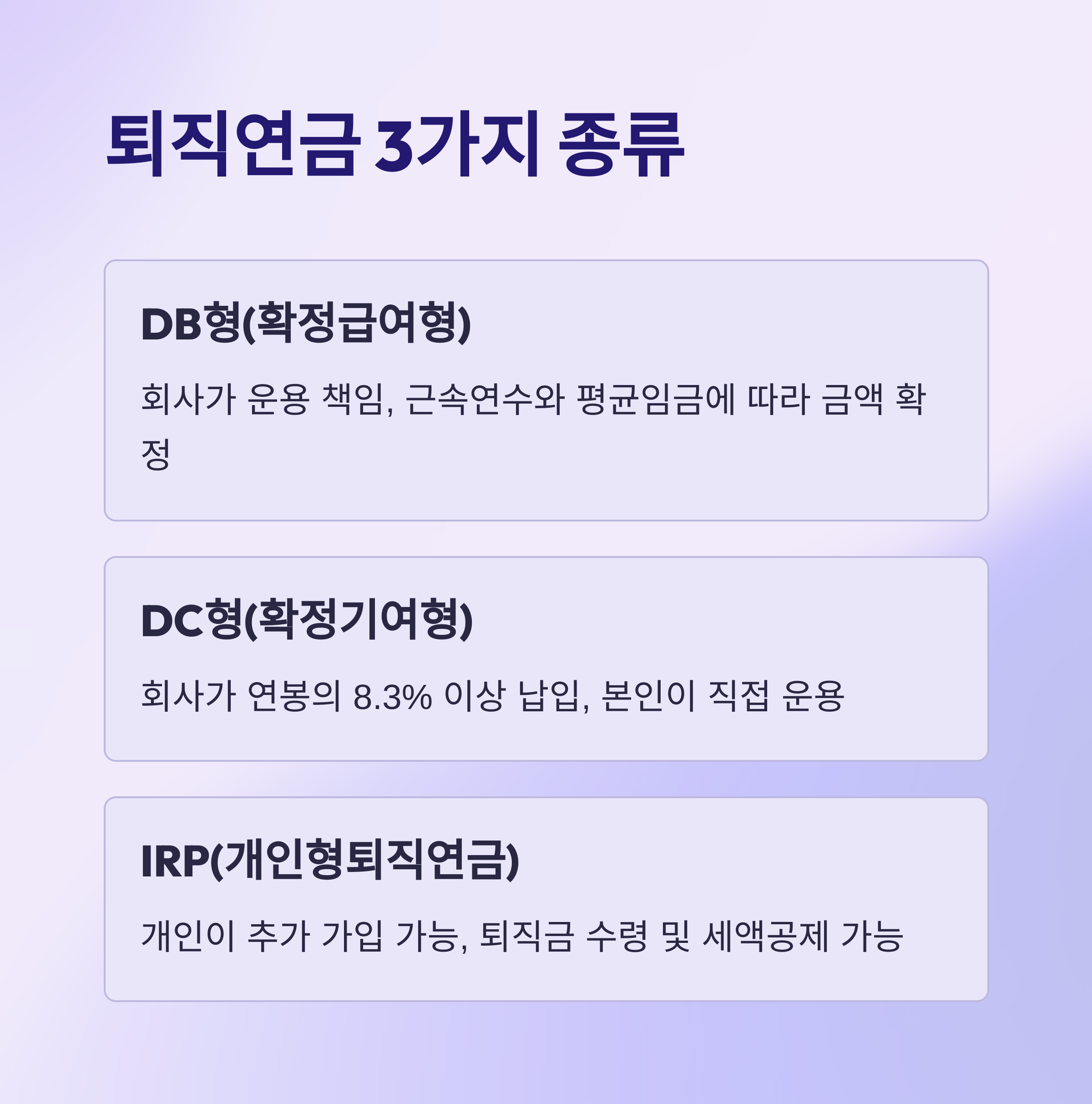 퇴직연금의 종류와 특징