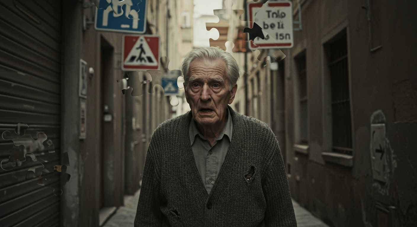 익숙한 장소에서 길 잃은 노인 이미지