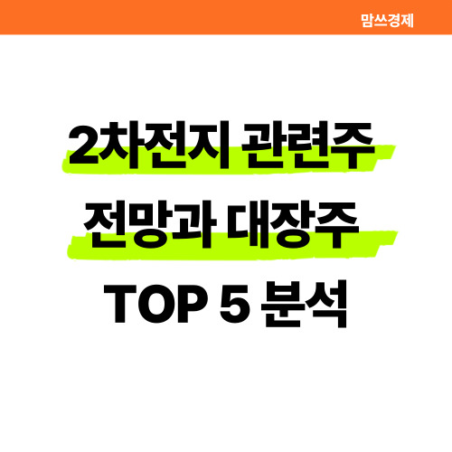 2차전지 관련주 전망과 대장주 TOP5 분석 텍스트가 강조된 썸네일 이미지