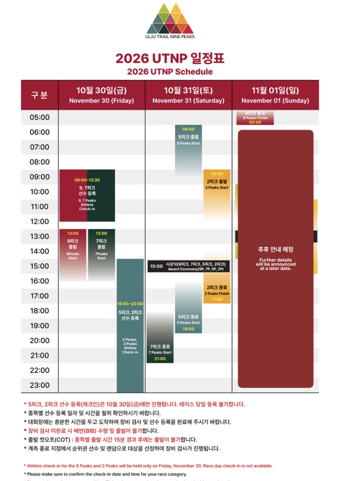 울주 나인피크 일정표