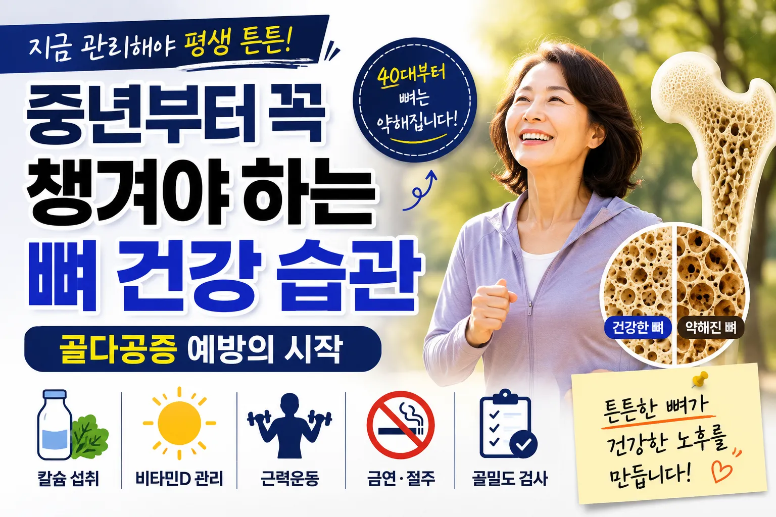중년부터 꼭 챙겨야 하는 뼈 건강 습관