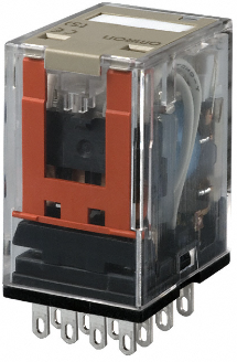 투명플라스틱에-주황색부품이-들어있고-아래쪽에-금속핀이-여러개-달려있다