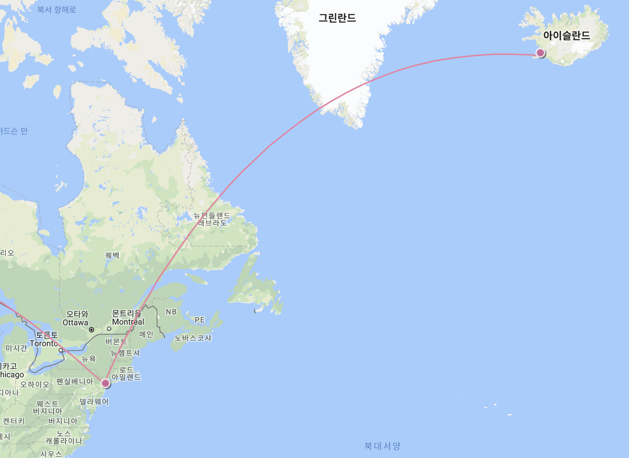 아이슬란드까지 비행시간