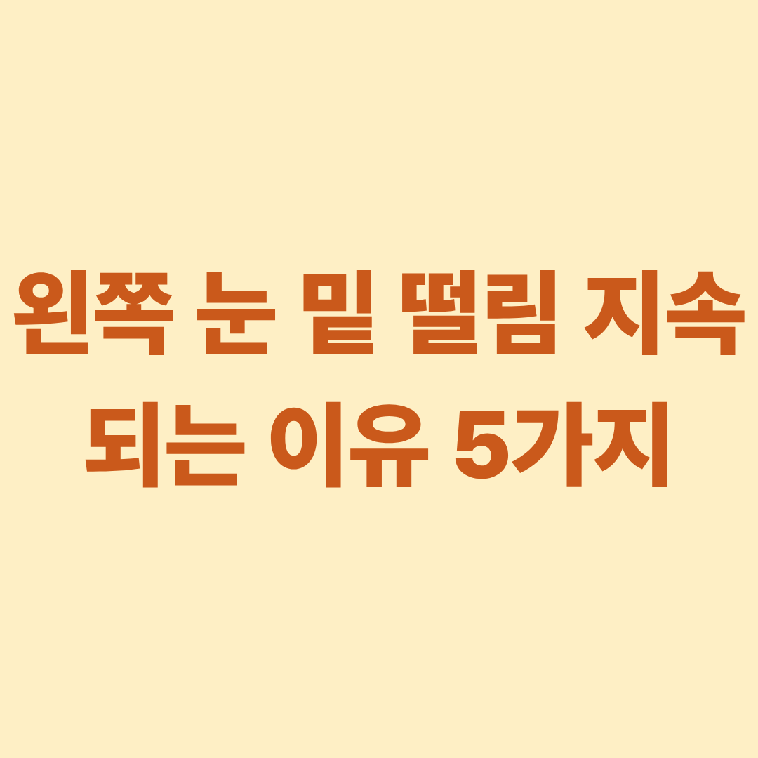 왼쪽 눈 밑 떨림 지속되는 이유 5가지