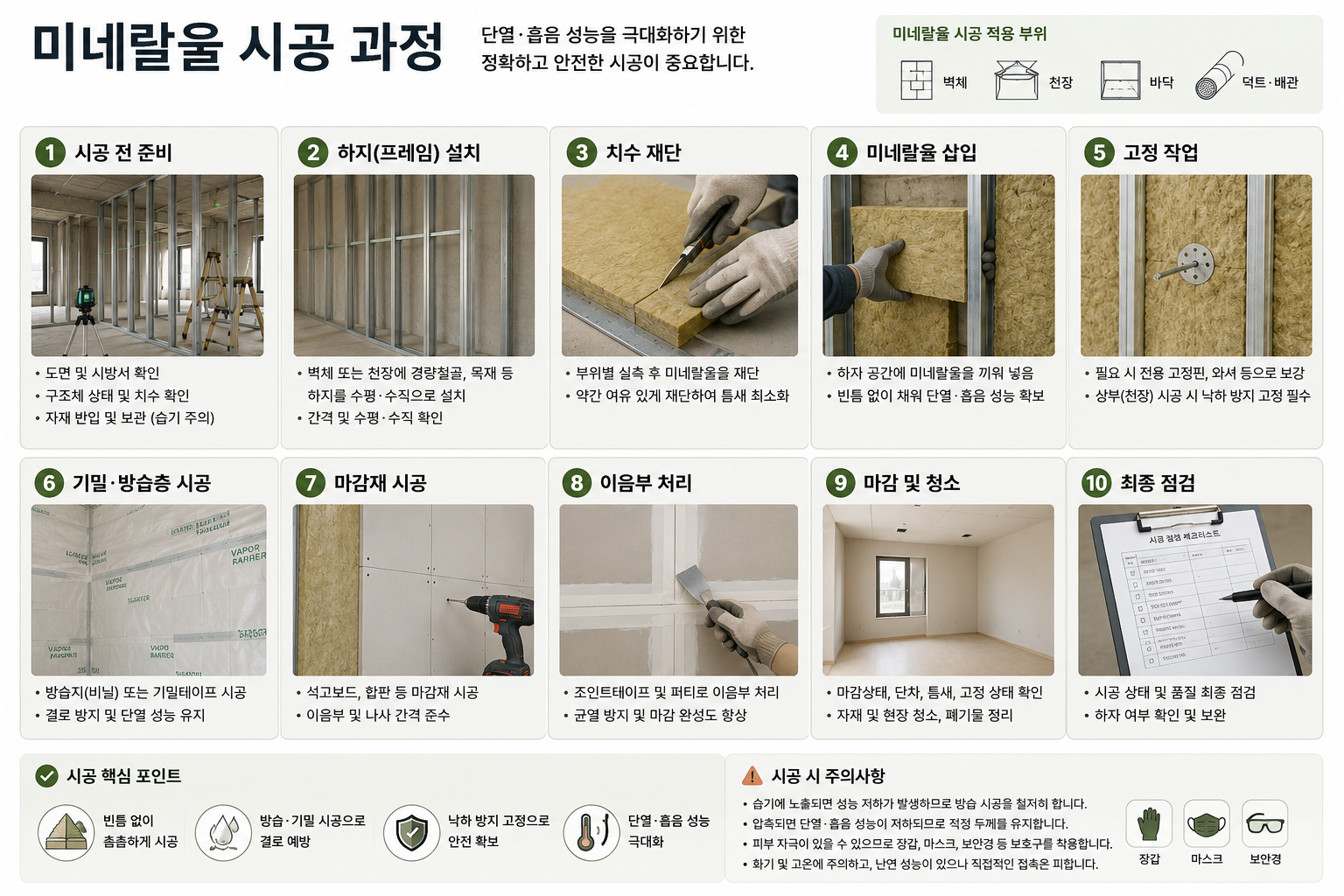 미네랄울 시공 과정
