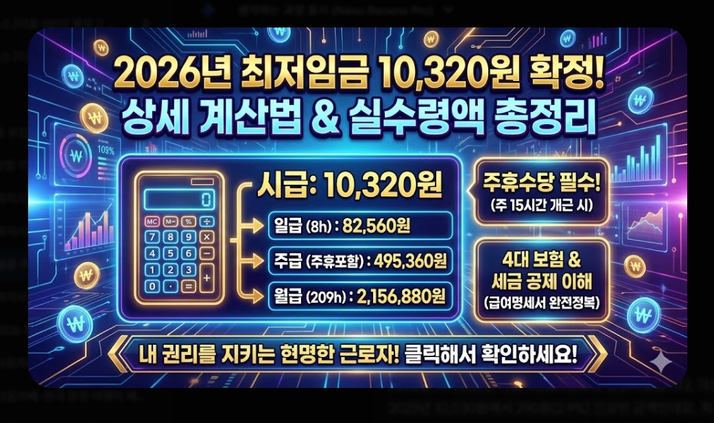 2026년 일급·주급·월급 실수령액 계산 완전정복