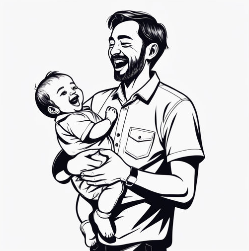 아빠와 아기가 환하게 웃고 있는 모습