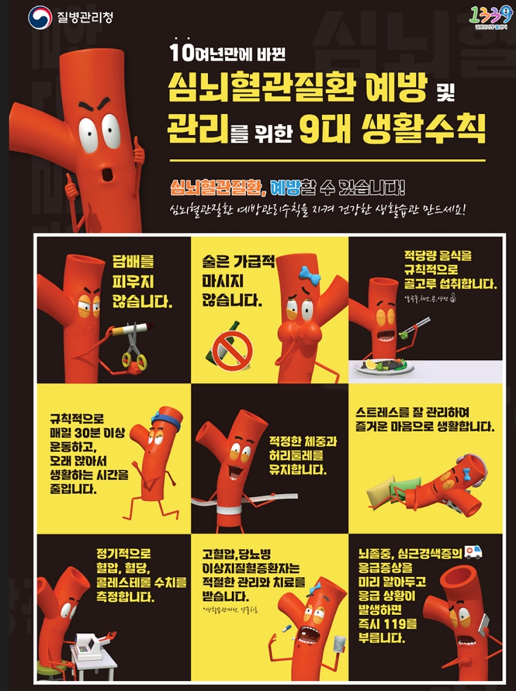 심뇌혈관질환 예방&middot;관리를 위한 9대 생활 수칙