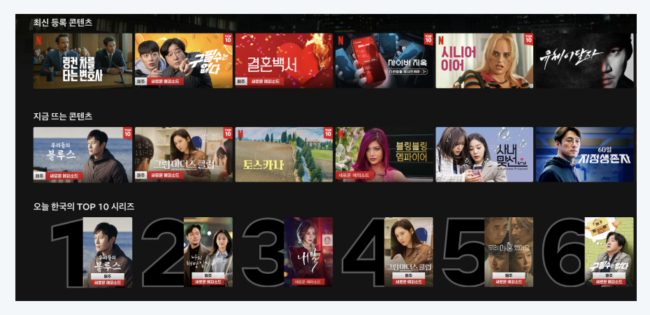 넷플릭스 추천 결과
