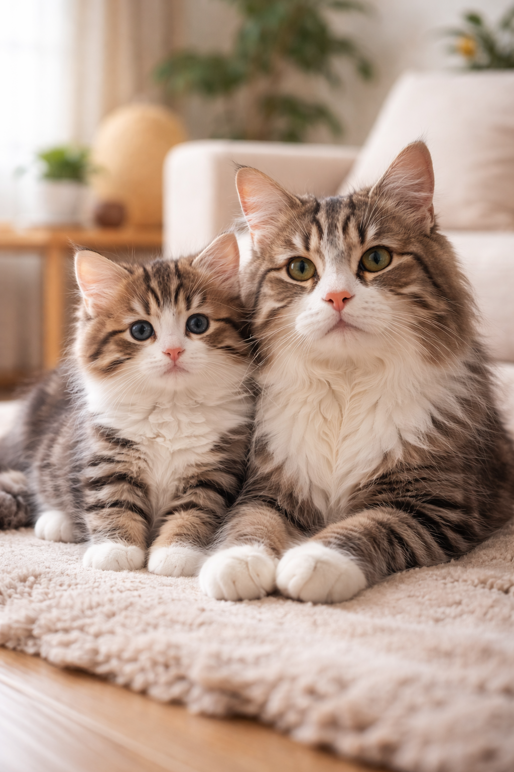 아기 고양이와 노령 고양이 사진