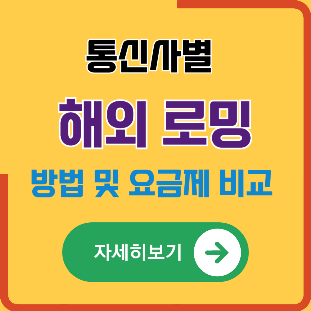 해외 로밍방법(SKT/KT/LG U+ 통신사별 로밍 요금제 비교)