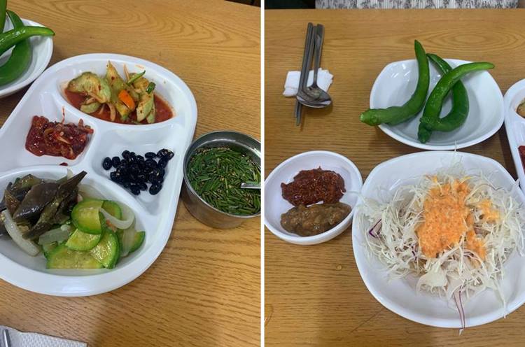 반찬을 접시에 덜은 모습