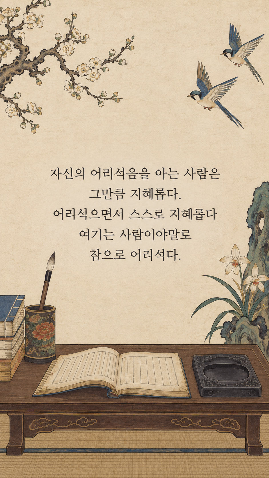 모름을 아는 지혜 — 한국 민화 명언 삽화