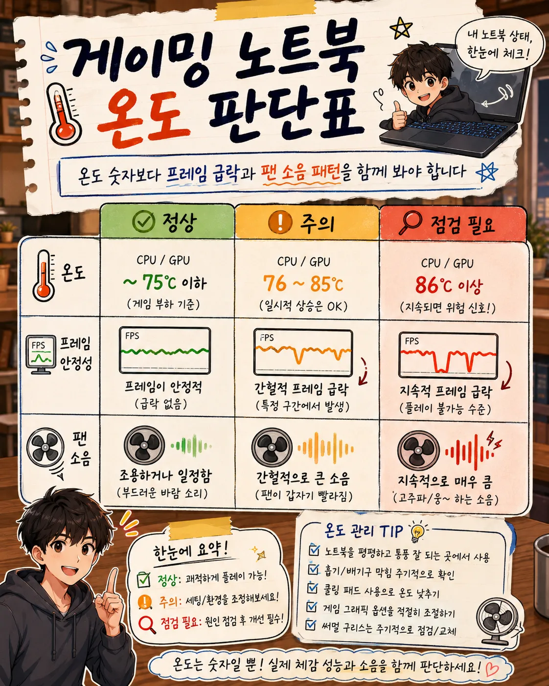 게이밍 노트북 온도 판단표
