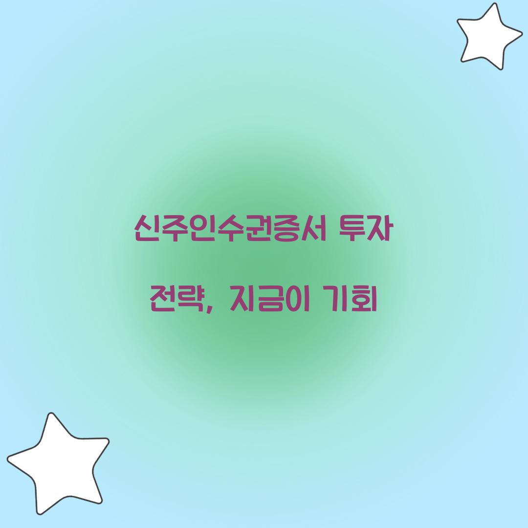 신주인수권증서 투자 전략