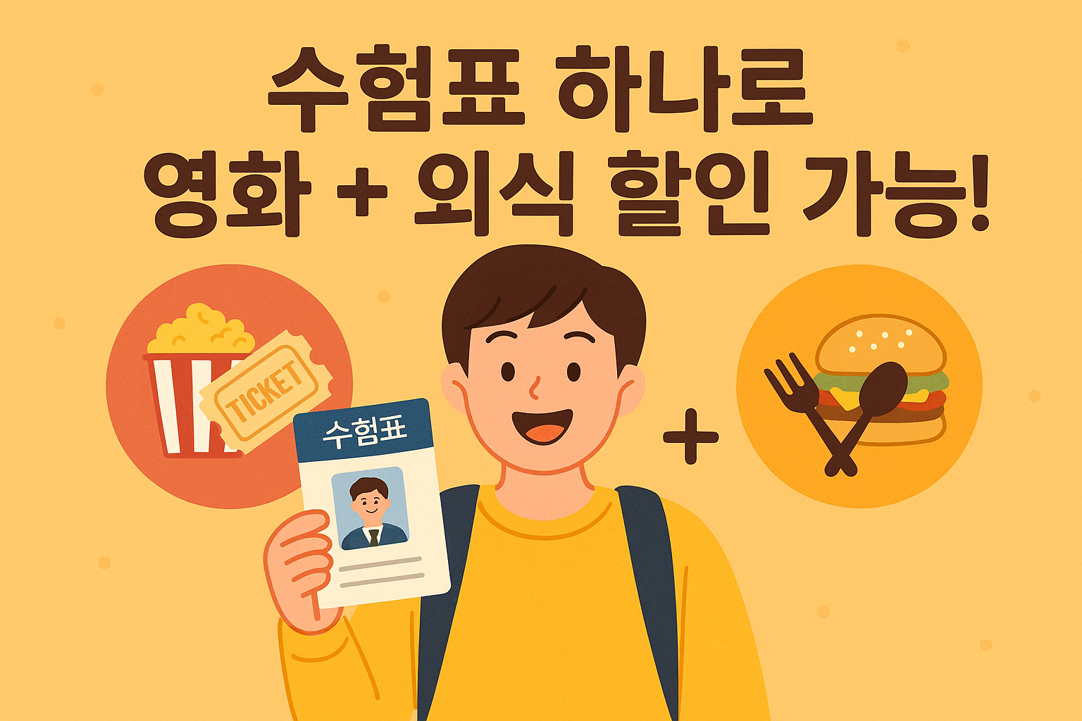 수험표 하나로 영화 + 외식 다 할인됨