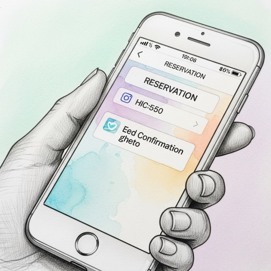 스마트폰으로 간편하게 예약 내역을 확인하는 손길