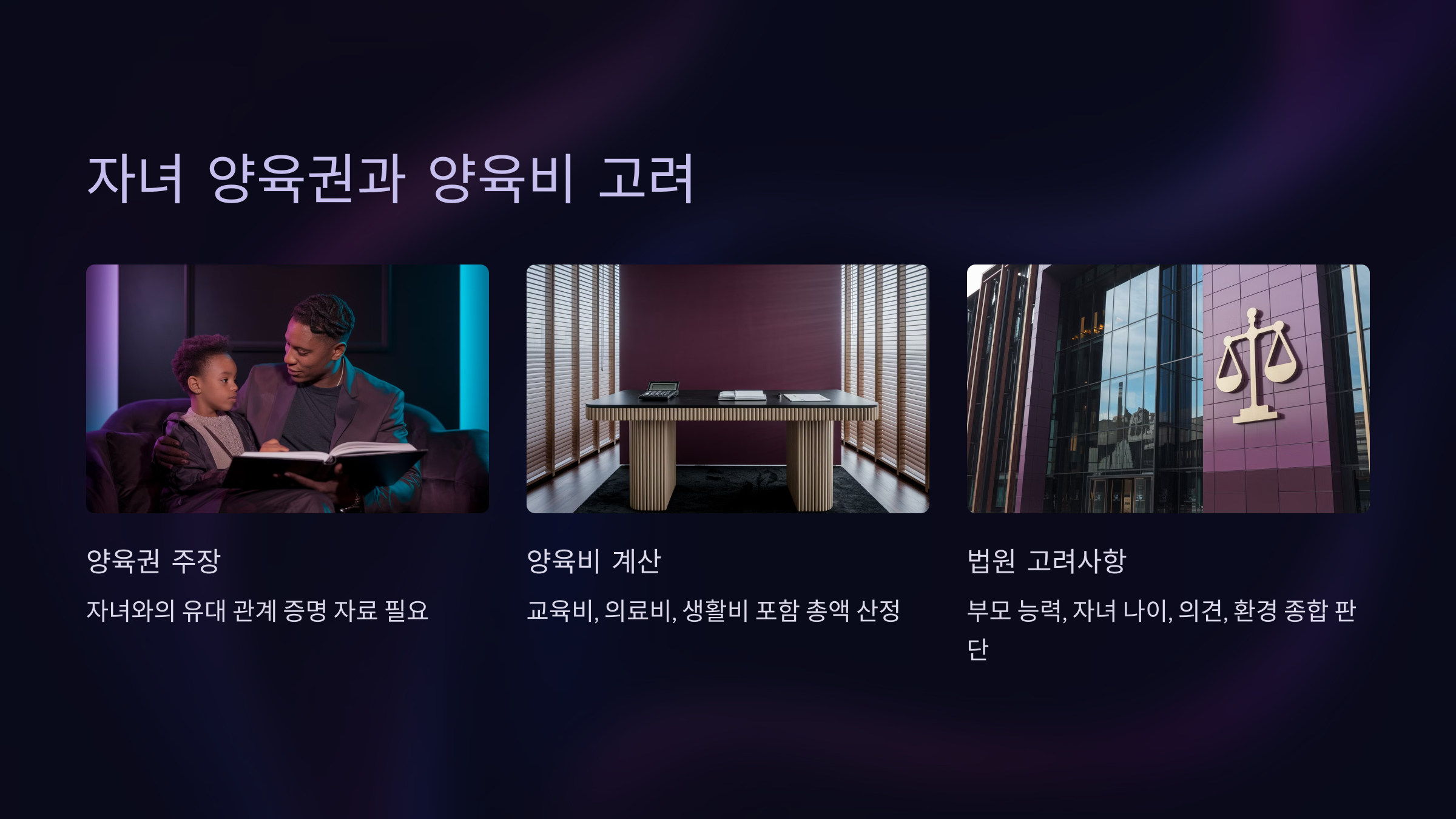 자녀 양육권과 양육비 고려