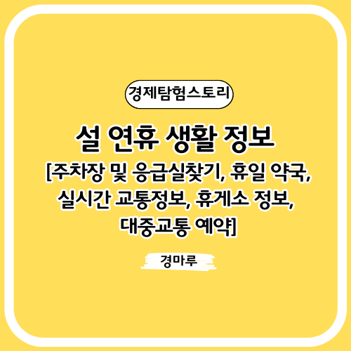 설 연휴 생활 정보 [주차장 및 응급실찾기, 휴일 약국, 실시간 교통정보, 휴게소 정보, 대중교통 예약]