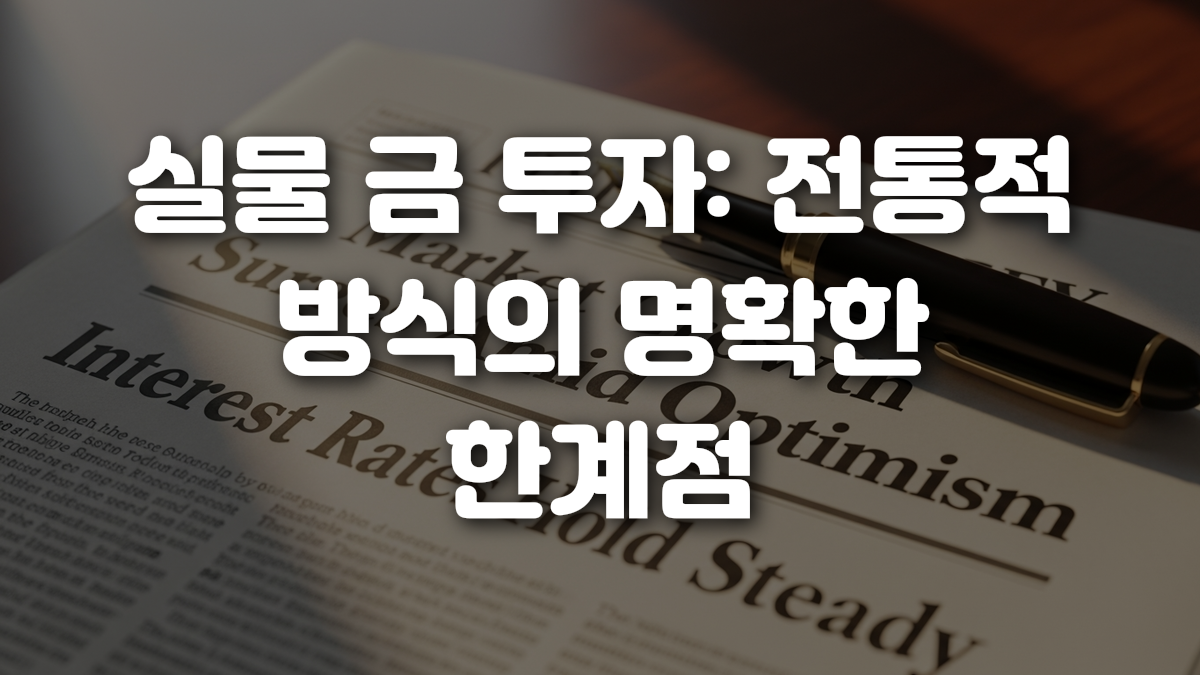 실물 금 투자 전통적 방식의 명확한 한계점